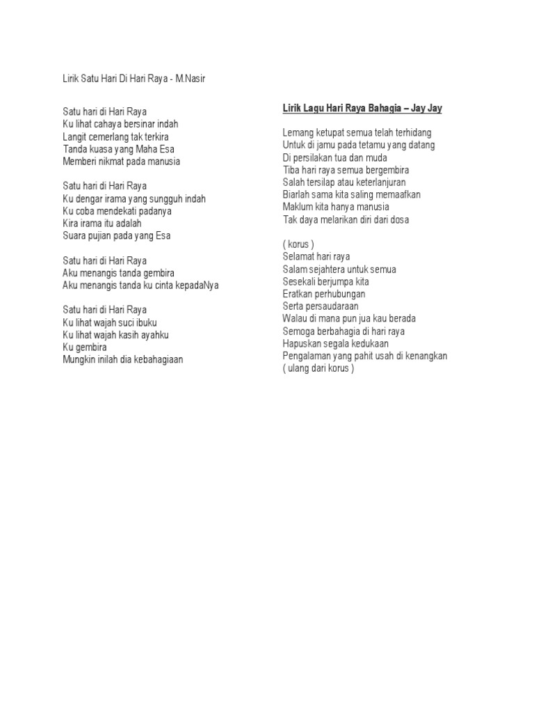 Lirik Satu Hari Di Hari Raya Pdf