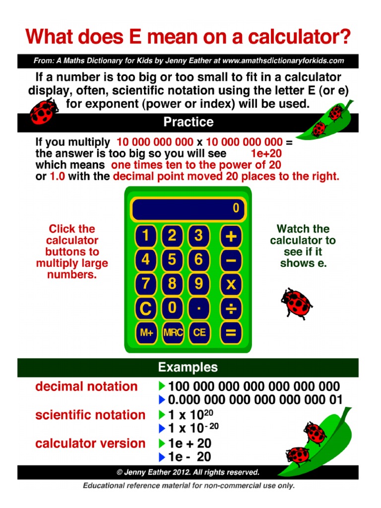 What Does E Mean Calculator Pdf