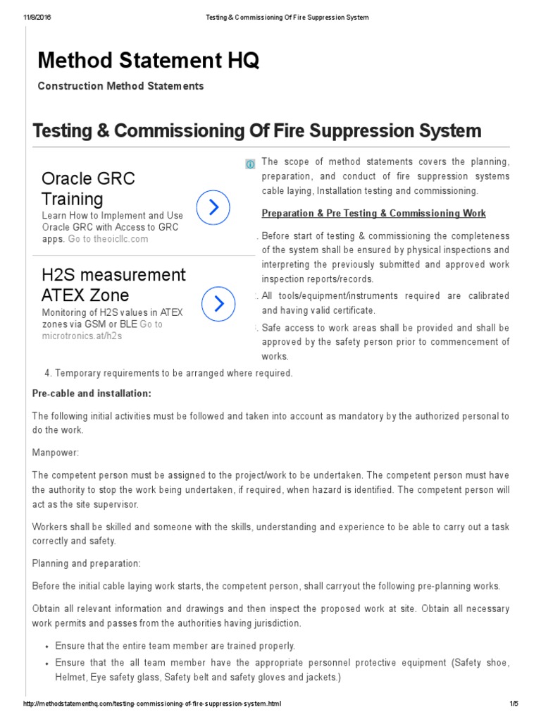 Fire Suppression System Testing Guide | PDF | Equipment | Electrical ...