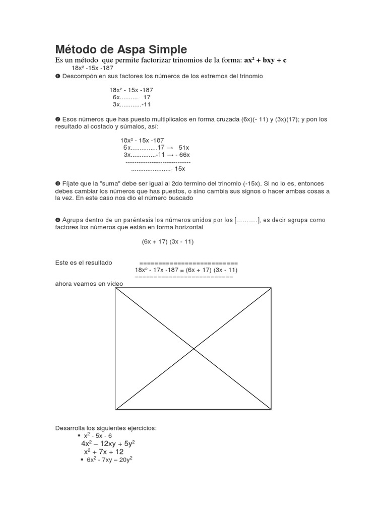Método de Aspa Simple en Trinomios | PDF | Álgebra | Matemática Elemental