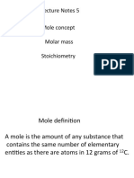 Lecture Notes 5 Mole Concept Molar Mass Stoichiometry