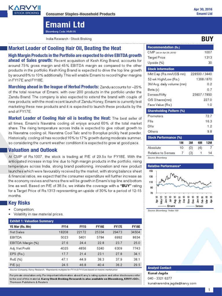 Emami Ltd Stock Analysis and Outlook | PDF | Business Economics ...