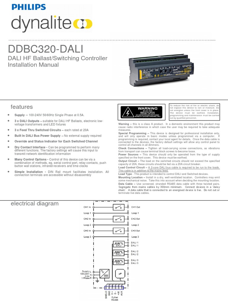 DDBC320-DALI Installation Manual | PDF | Switch | Cable