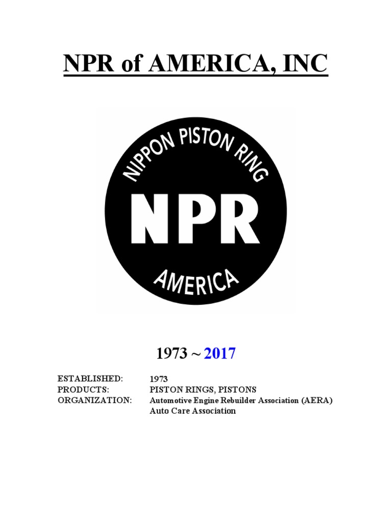 Nippon Piston Rings of American 2017 PDF Cylinder (Engine