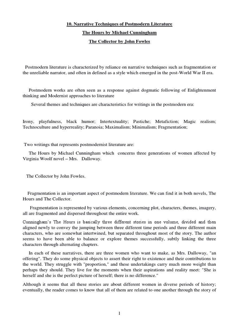 Narrative Techniques in Postmodern English Literature PDF