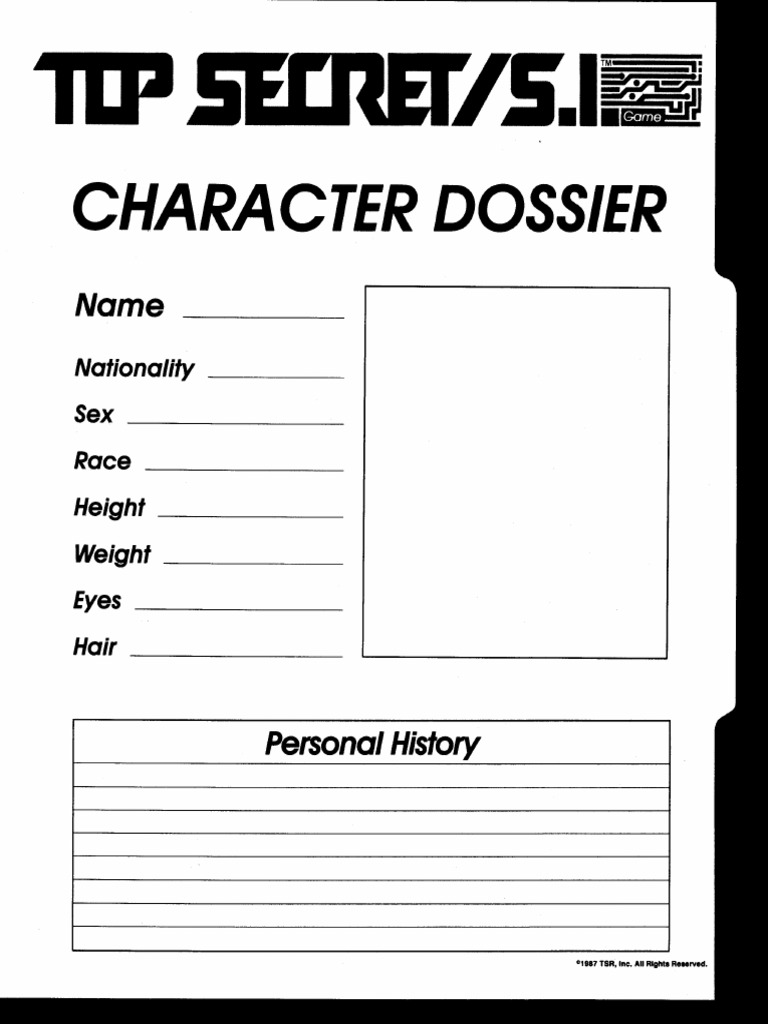 Top Secret Character Dossier PDF PDF