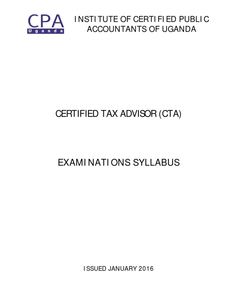 Certified Tax Advisor Syllabus 2016 PDF Capital Gains Tax Taxes