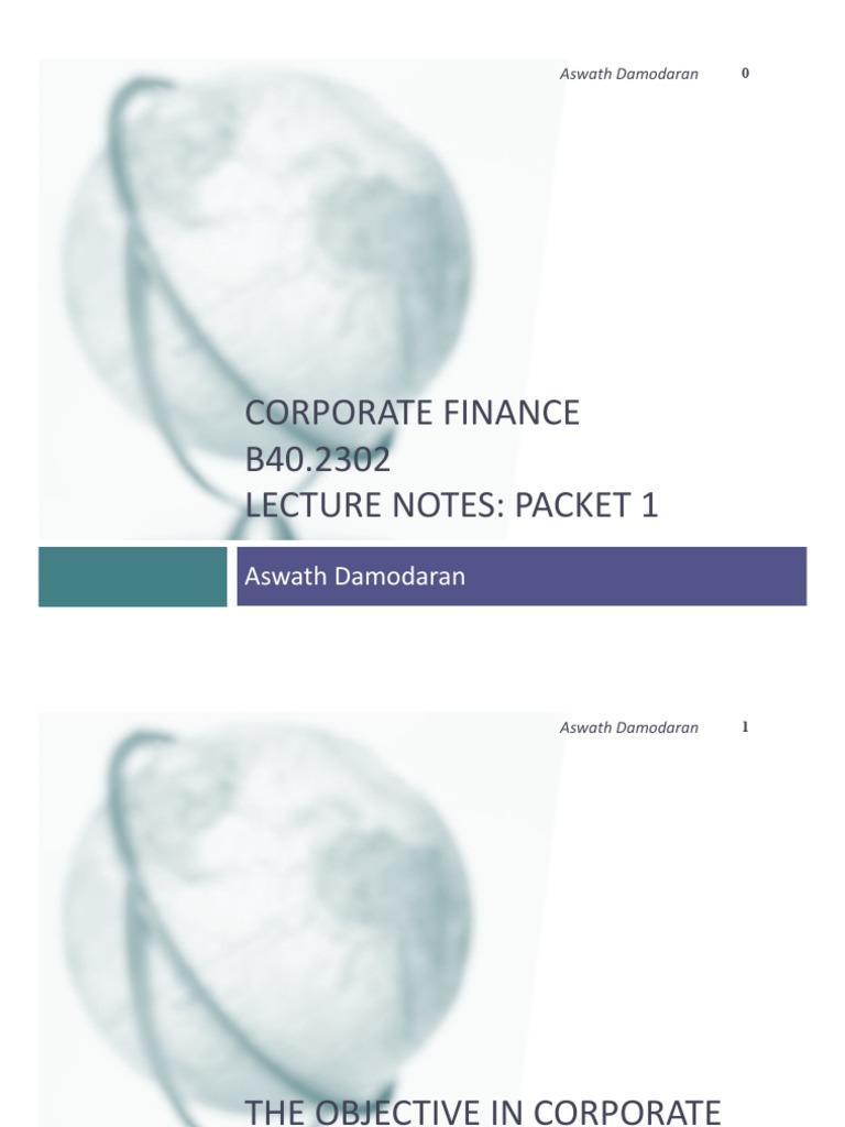 Corporate Finance Lecture Notes Overview | PDF | Stocks | Financial Markets