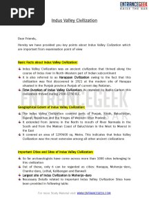 Indus Valley Civilization PDF Study Material by ENTRANCEGEEK