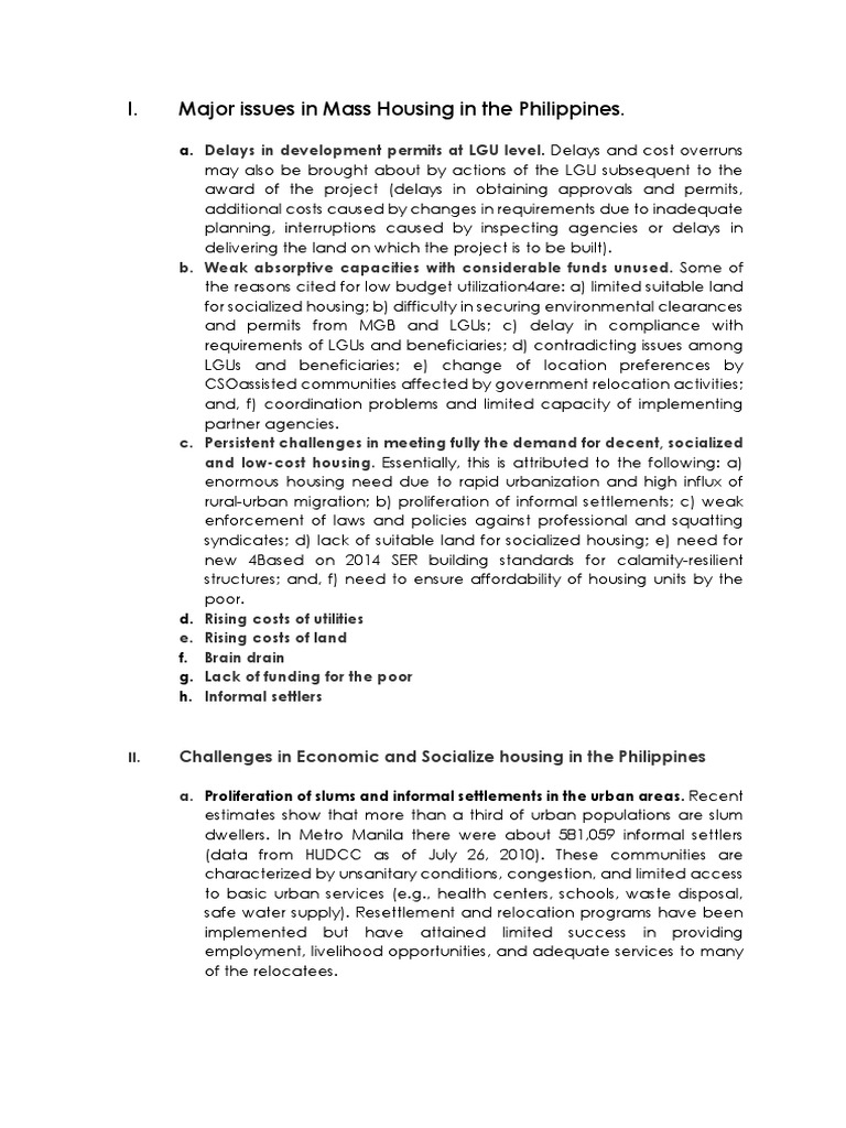 Housing Challenges in the Philippines | PDF | Slum | Drinking Water