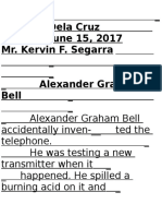 Juan F. Dela Cruz June 15, 2017 Mr. Kervin F. Segarra - Alexander Graham Bell
