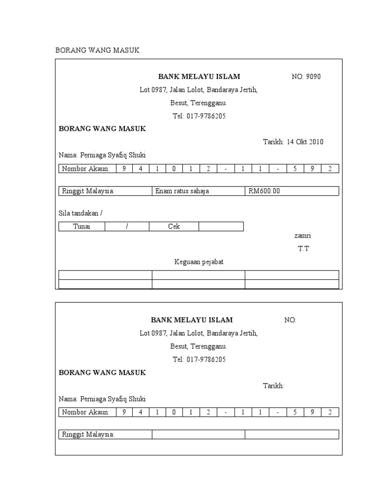 Prinsip Akaun Borang Wang Masuk Pdf