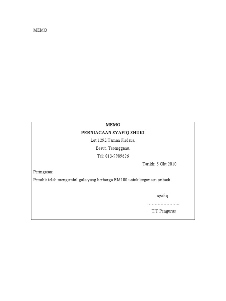 Prinsip Akaun Memo Pdf