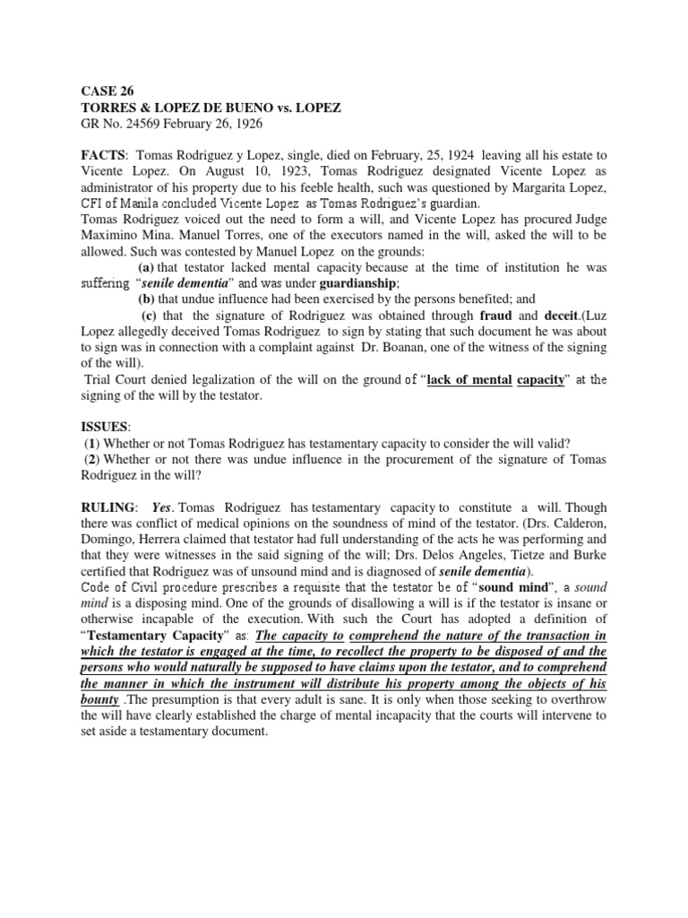 Conflicting Medical Opinions on Testamentary Capacity in the Will