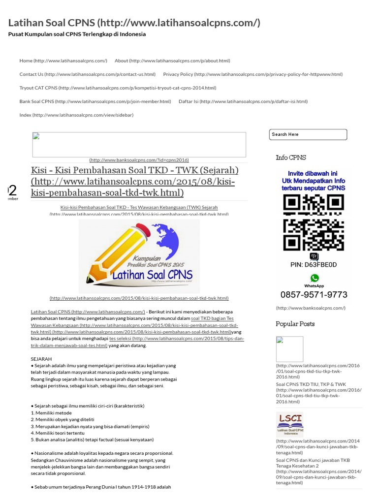 Soal Sejarah Yang Sering Muncul Dalam Tes Cpns - Seputar ...