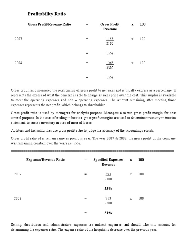 Key Profitability Ratios Analysis 2007-2008 | PDF