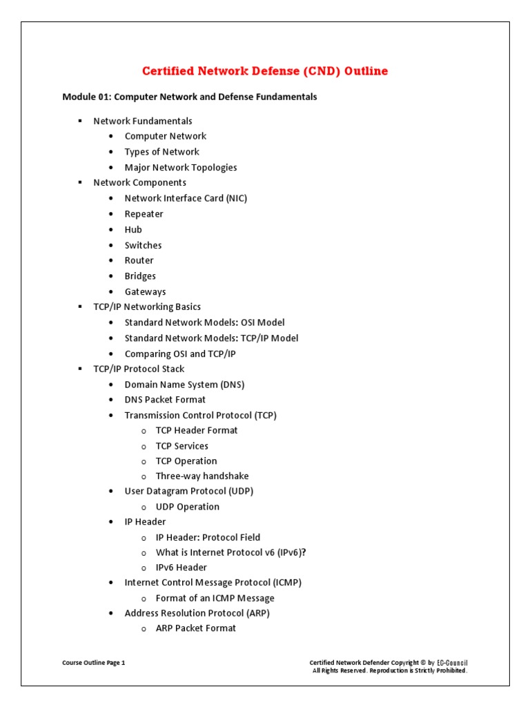 CND Course Outline PDF Virtual Private Network Firewall (Computing)