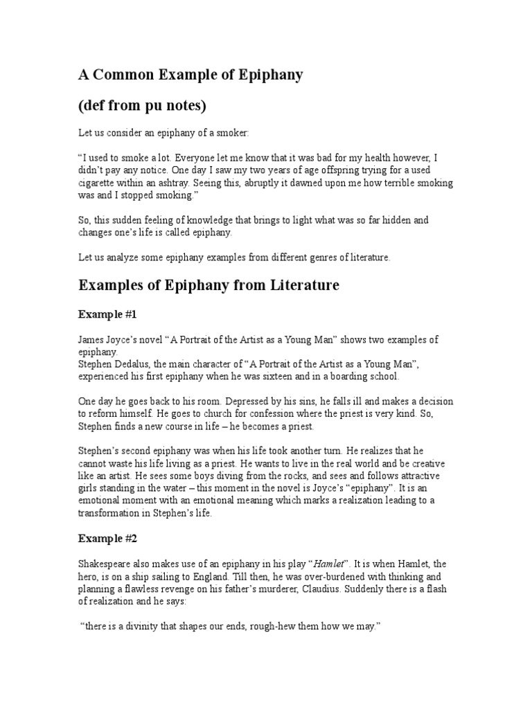 Understanding Epiphany in Literature | PDF | A Portrait Of The Artist ...