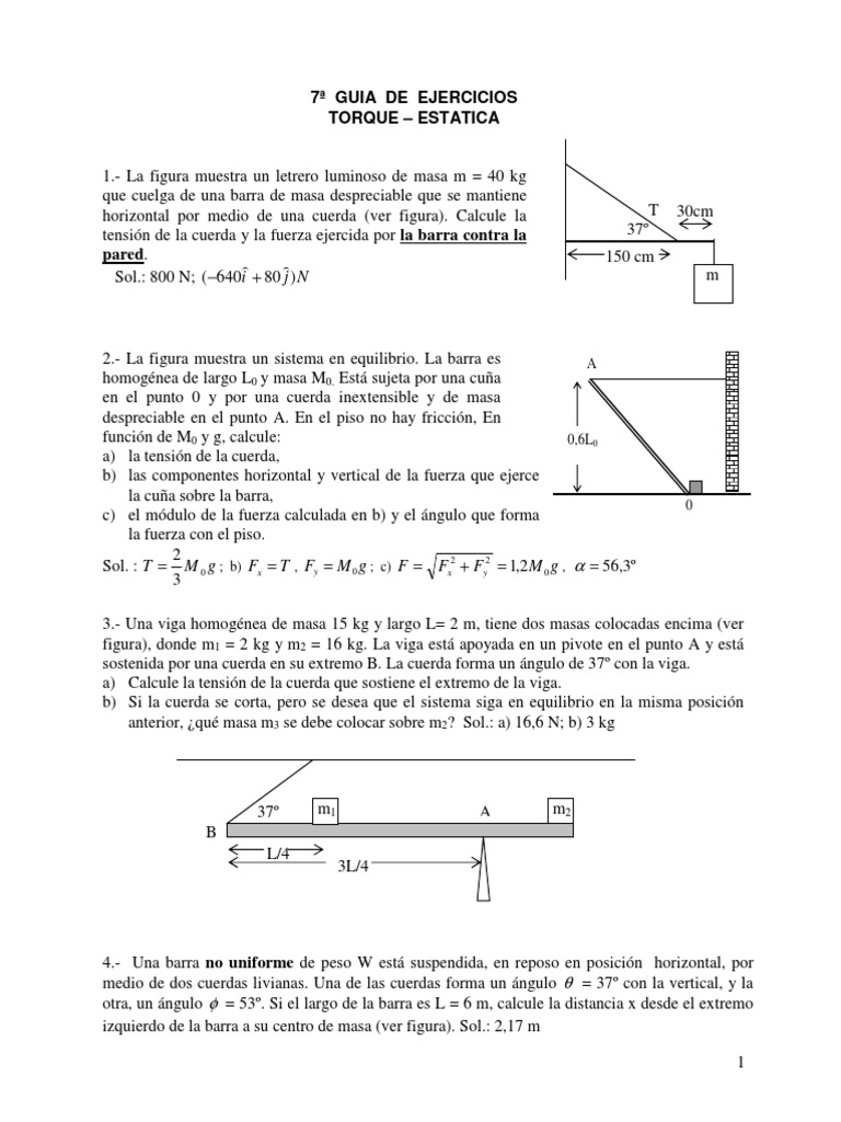 Guia 7 Torque Estatica | PDF | Masa | Física