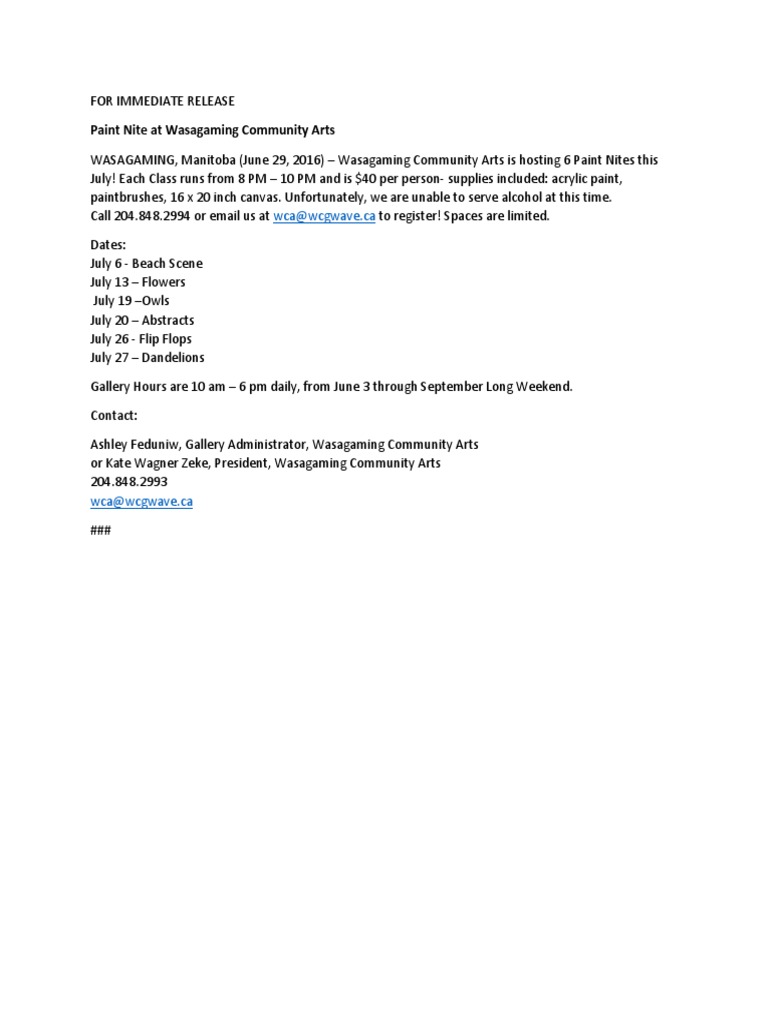 For Immediate Release June 29 Paint Nite PDF