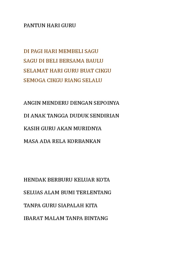Pantun Hari Guru Pdf