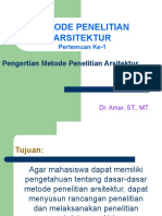 Pertemuan 1 Metode Penelitian Arsitektur