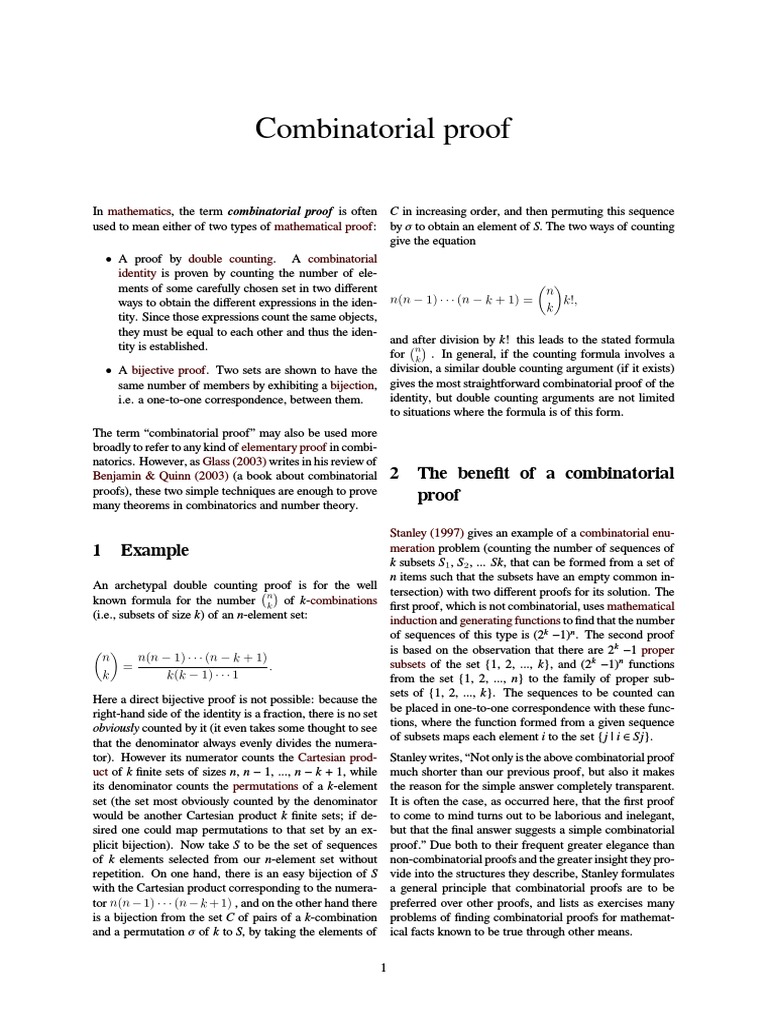 Combinatorial Proof | Logic | Mathematical Concepts