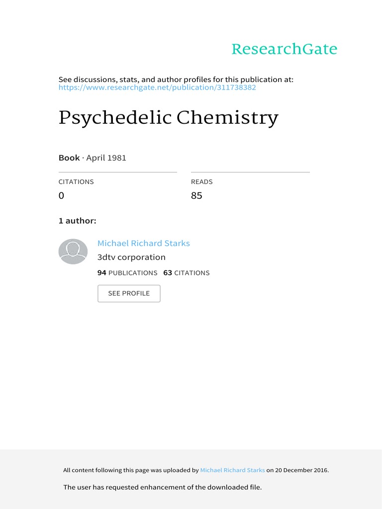 Psychedelic Chemistry by Michael Valentine Smith 200p(1981 ...