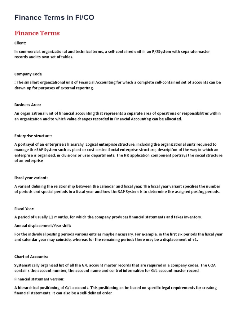 Essential Finance Terms in FI/CO | PDF | Debits And Credits | Expense