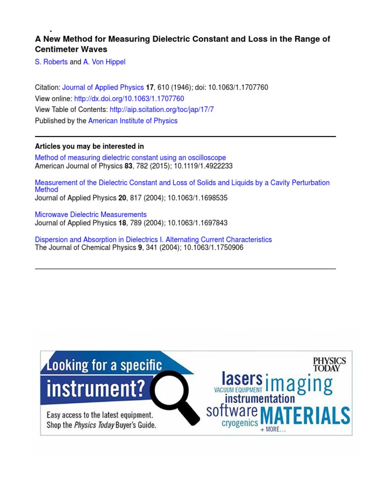 A New Method For Measuring Dielectric Constant | PDF | Capacitor ...