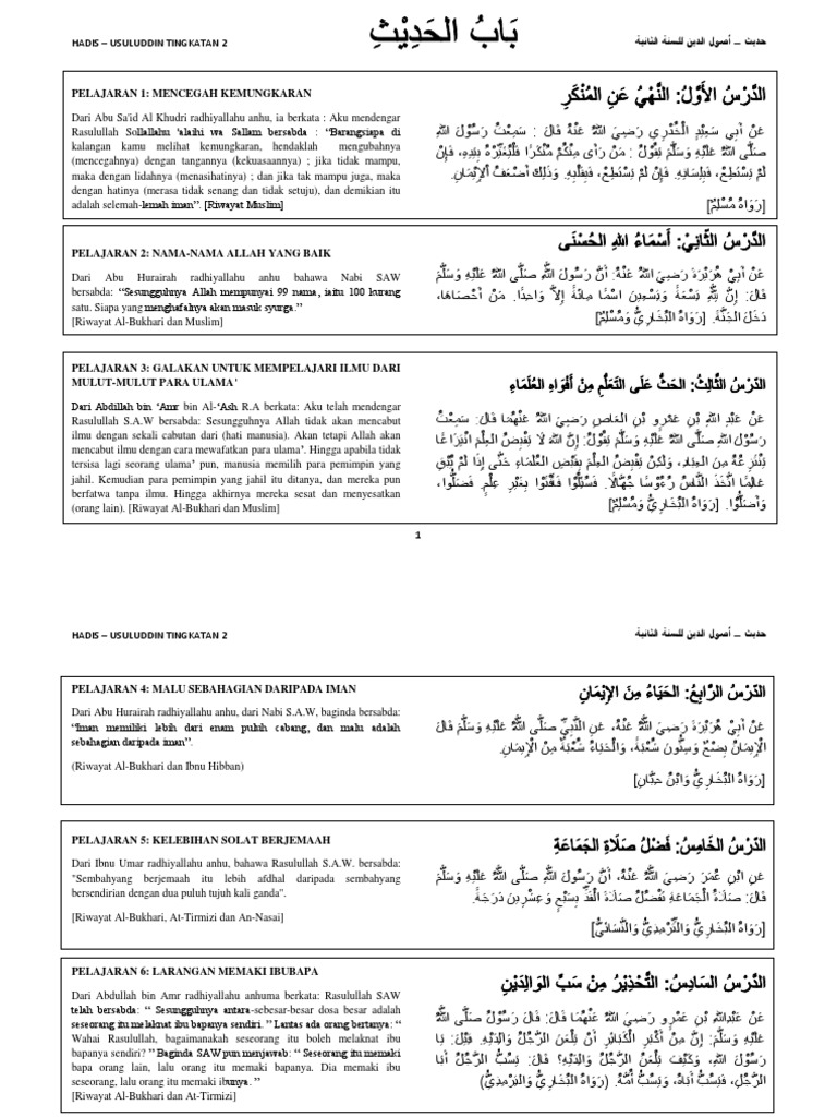 Usuluddin Hadis Ting 2 Pdf Pdf Agama Dan Keyakinan