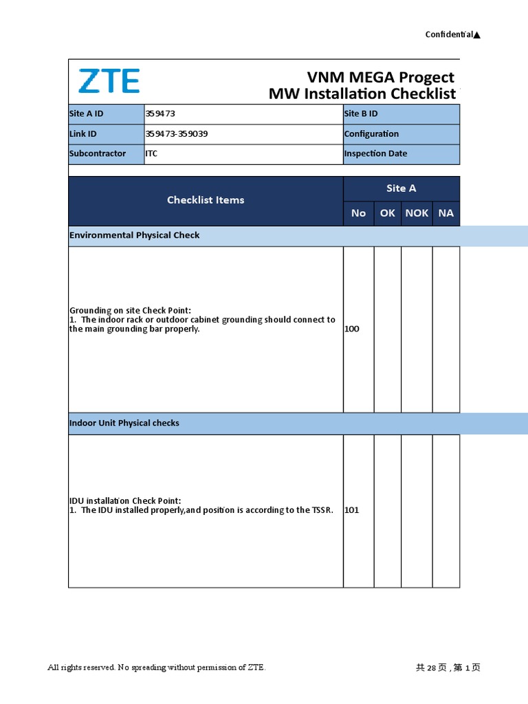 MW Installation Checklist and Photo V1.1 | PDF | Cable | Electronic ...