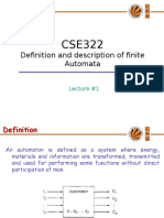 Definition and Description of Finite Automata: Lecture #1
