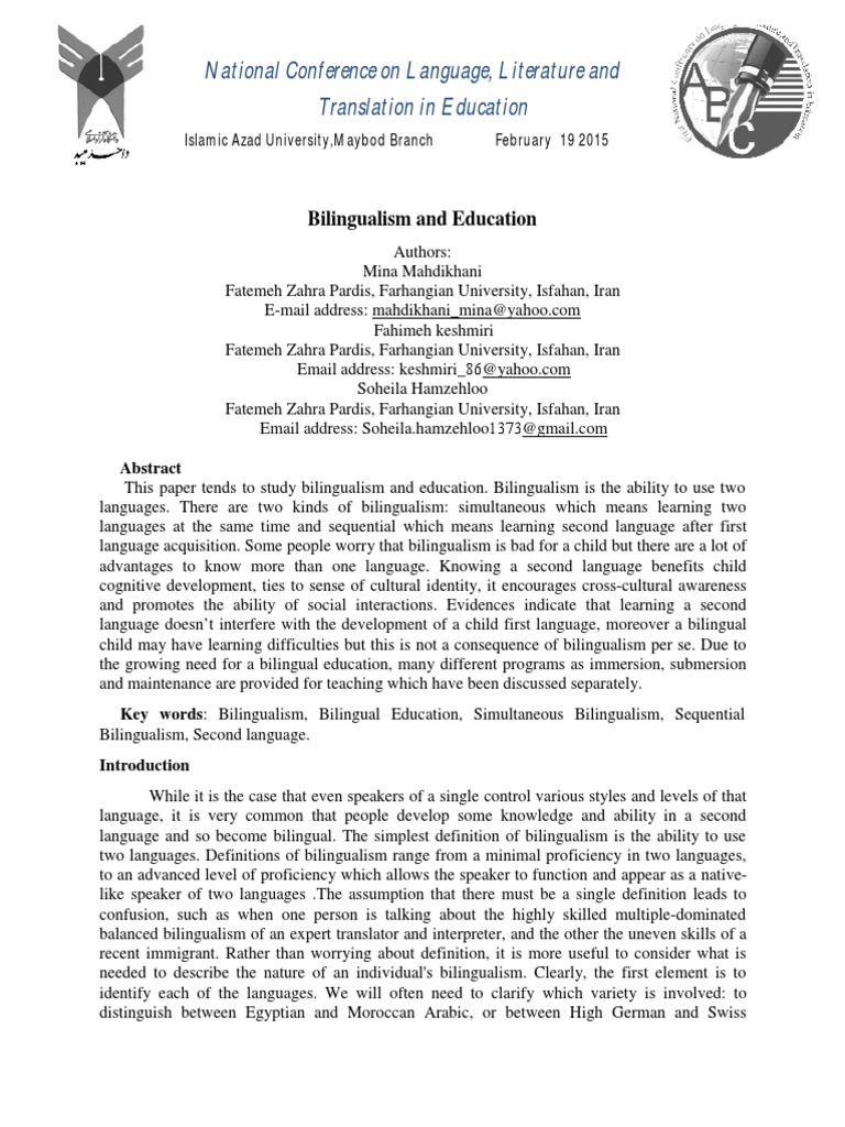 Bilingualism in Education: Benefits & Methods | PDF | Multilingualism ...