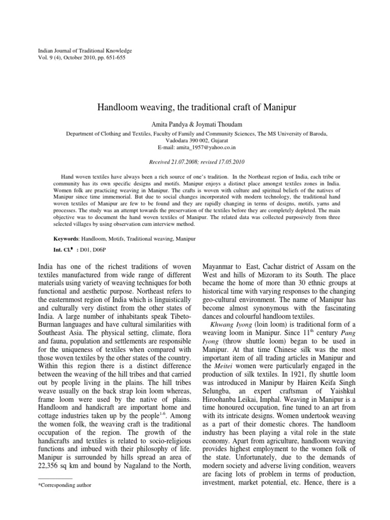 Documenting the Art of Weaving in Manipur Traditional Handloom