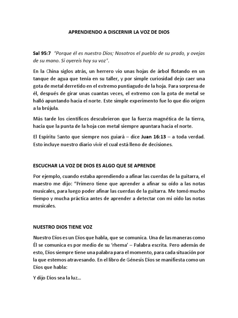 Aprendiendo a Discernir la Voz de Dios | PDF | Adán y Eva | Dios