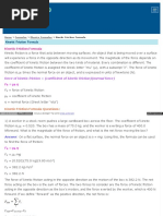 Physics Kinetic Friction Formula