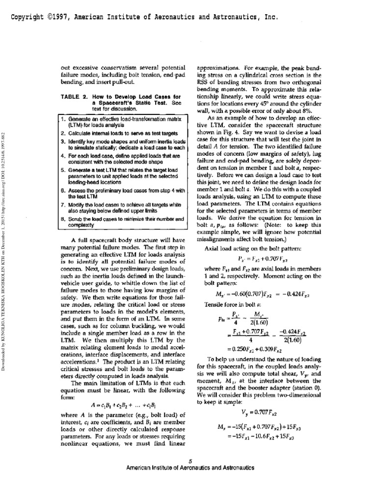 Spacecraft Load Case Development Guide | PDF | Bending | Stress (Mechanics)