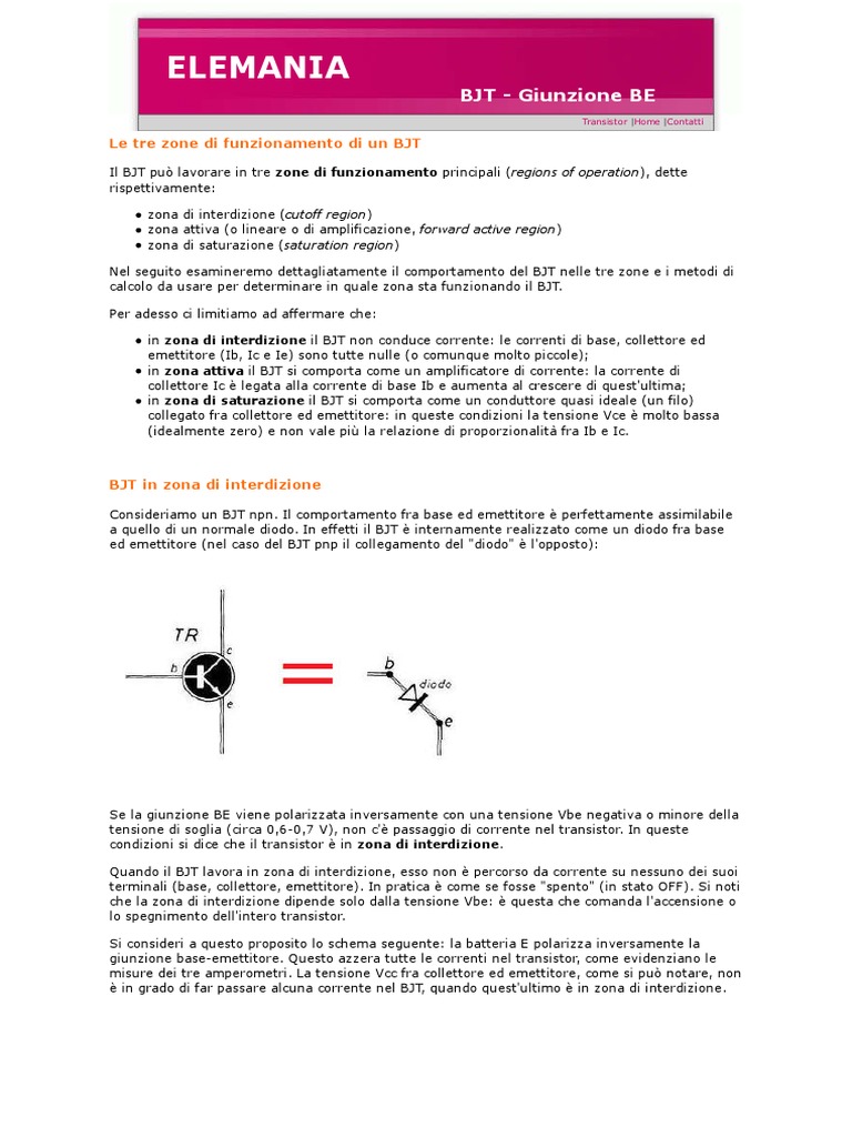 Bjt2 Le Tre Zone Di Funzionamento Di Un BJT