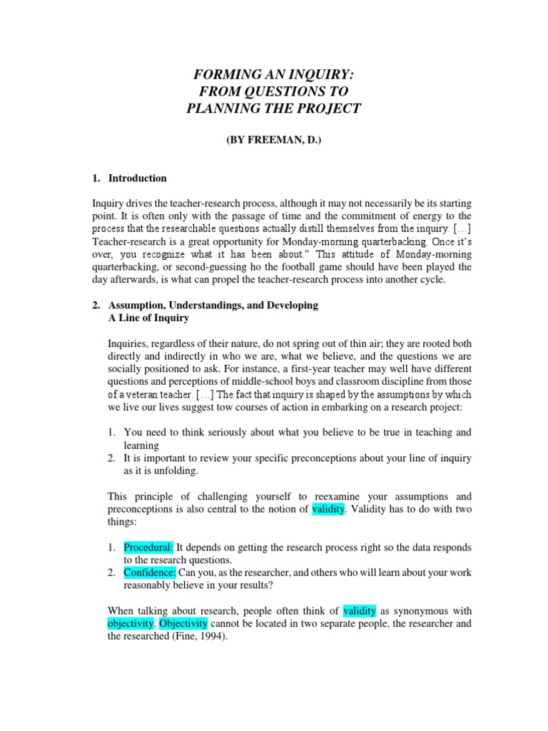 Inquiry Planning for Teacher Research | PDF | Inquiry | Data