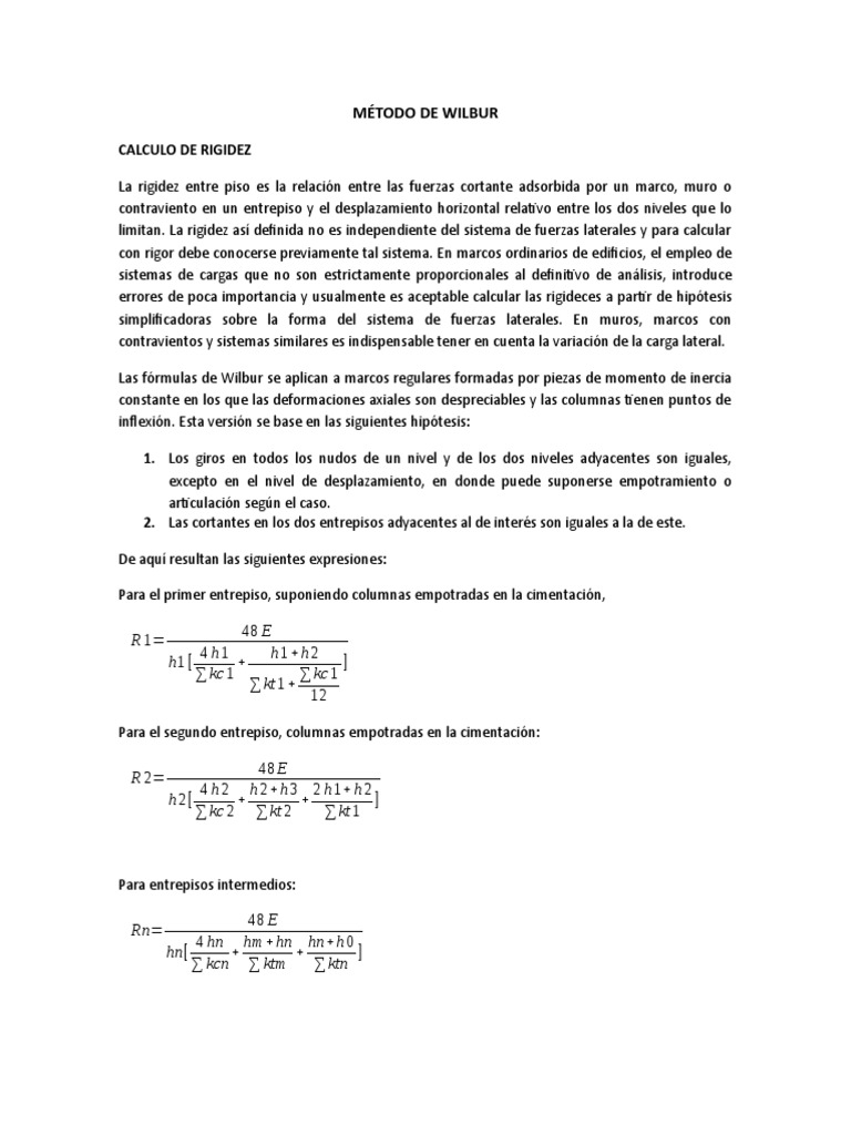 Metodo de Wilbur | Rigidez | Ingeniería mecánica
