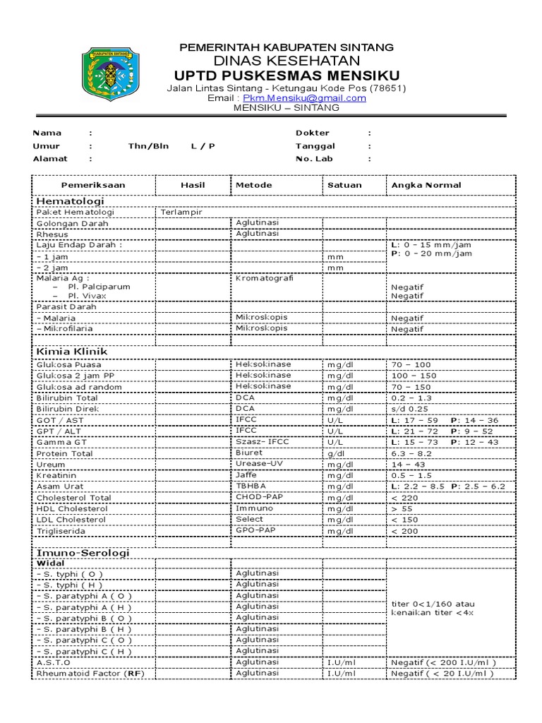 8.1.6.2 Form Hasil Laboratorium | PDF