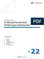 3-Minute Finnish #22 Ordering at A Restaurant: Lesson Notes