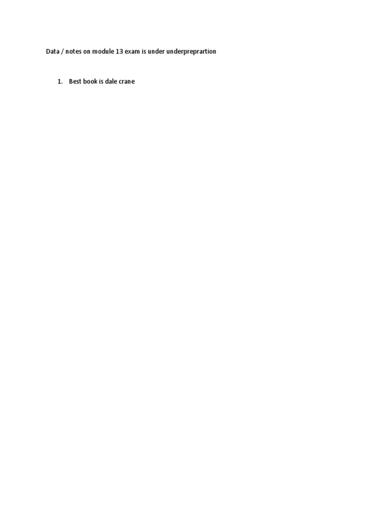 Data / Notes On Module 13 Exam Is Under Underpreprartion | PDF