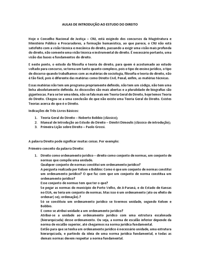Caso Concreto Aula 1 Introdução Ao Estudo Do Direito