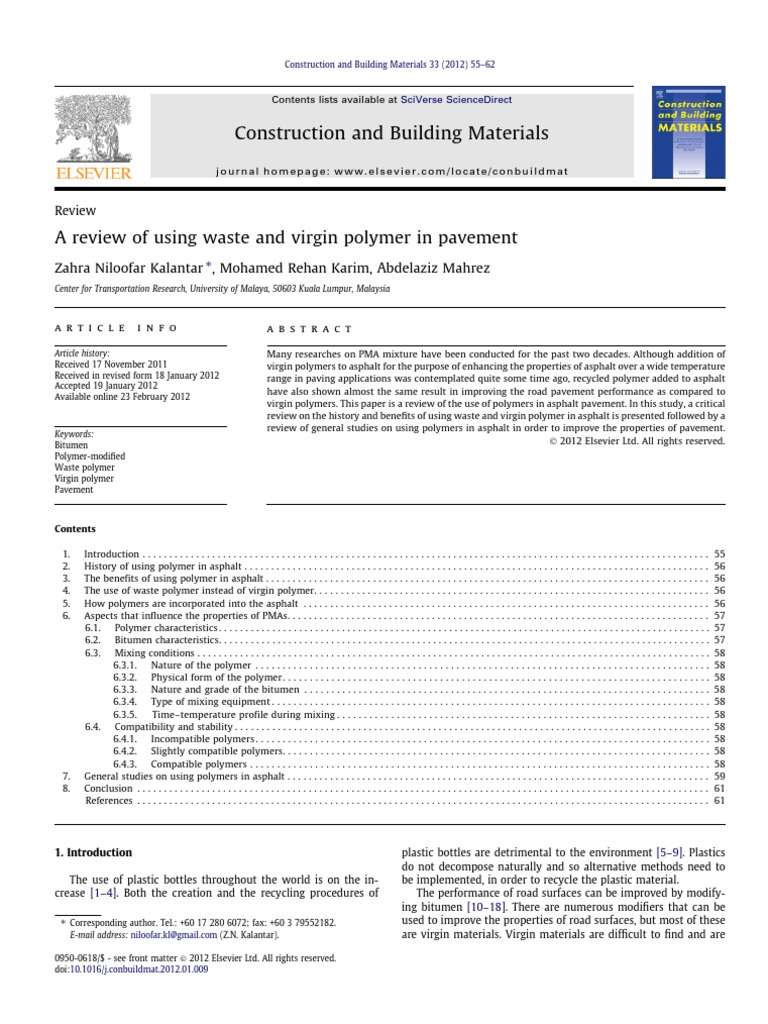 Polymer Use in Asphalt Pavement | PDF | Asphalt | Road Surface