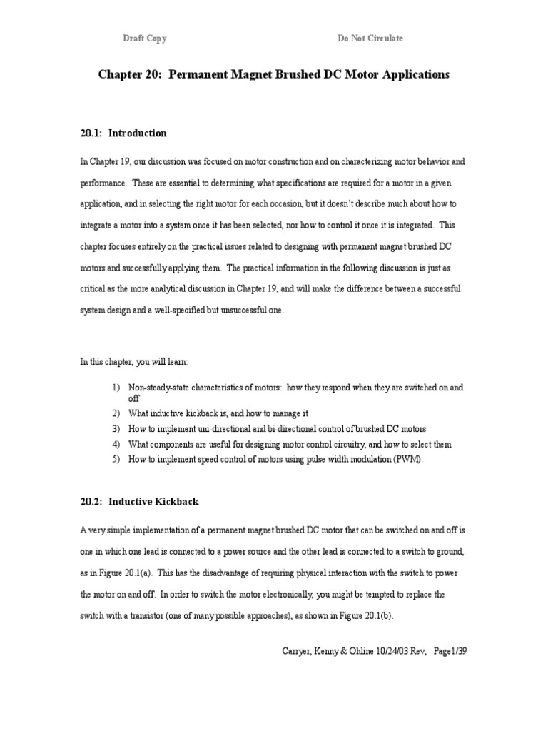Inductive Kickback Management in DC Motors | PDF | Bipolar Junction ...