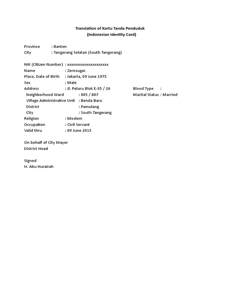 Contoh No Ktp Jakarta