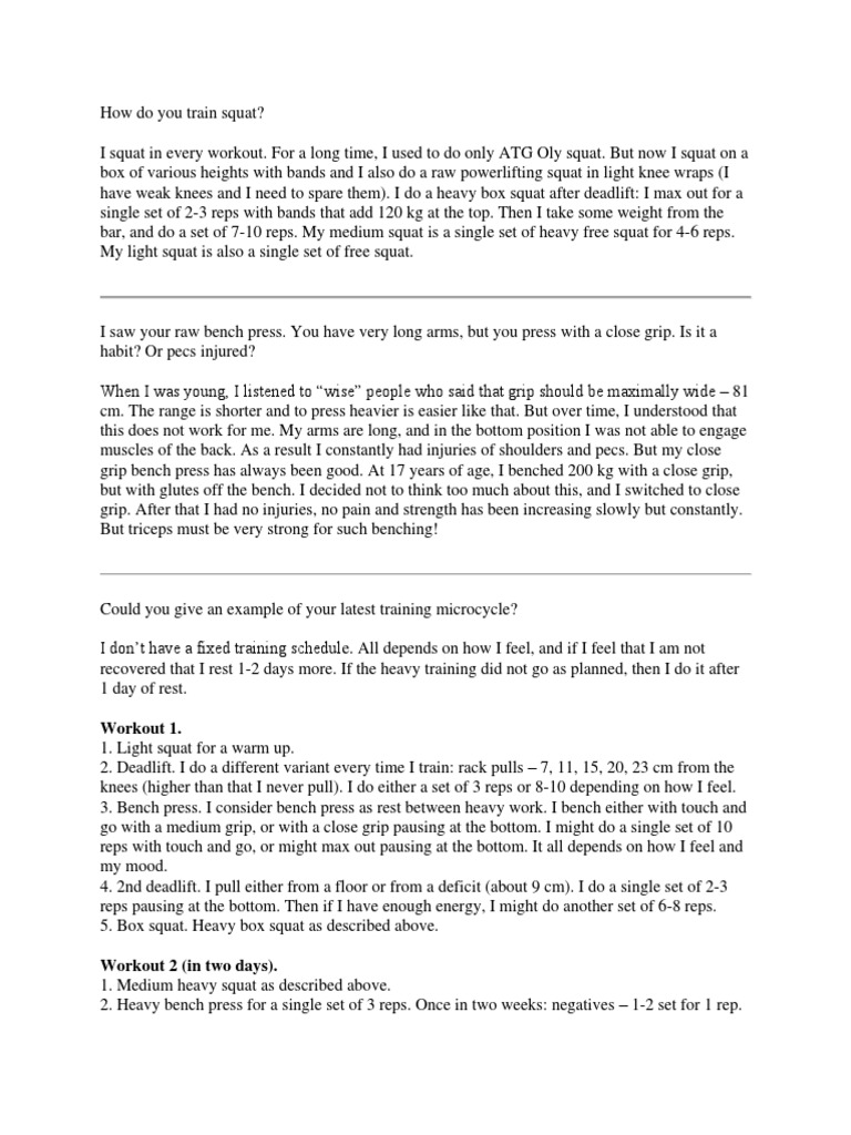 Konstantin Konstantinovs Training Program Hobbies