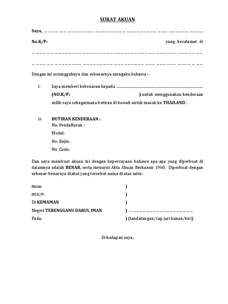 Format Surat Akuan Sumpah - Kipzvay